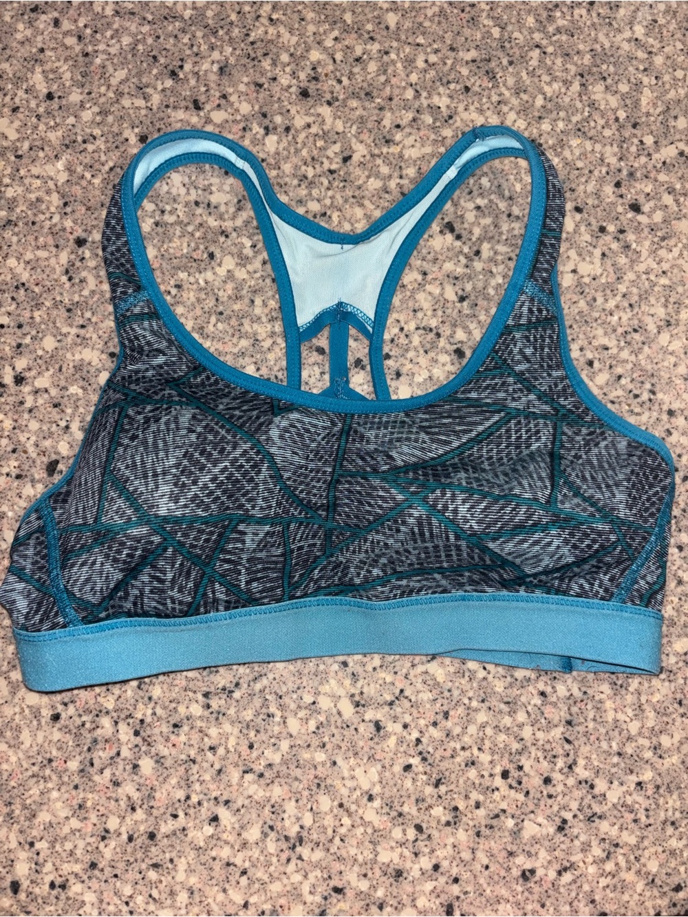 Women’s Teal Patterned Sports Bra - Stretch Support